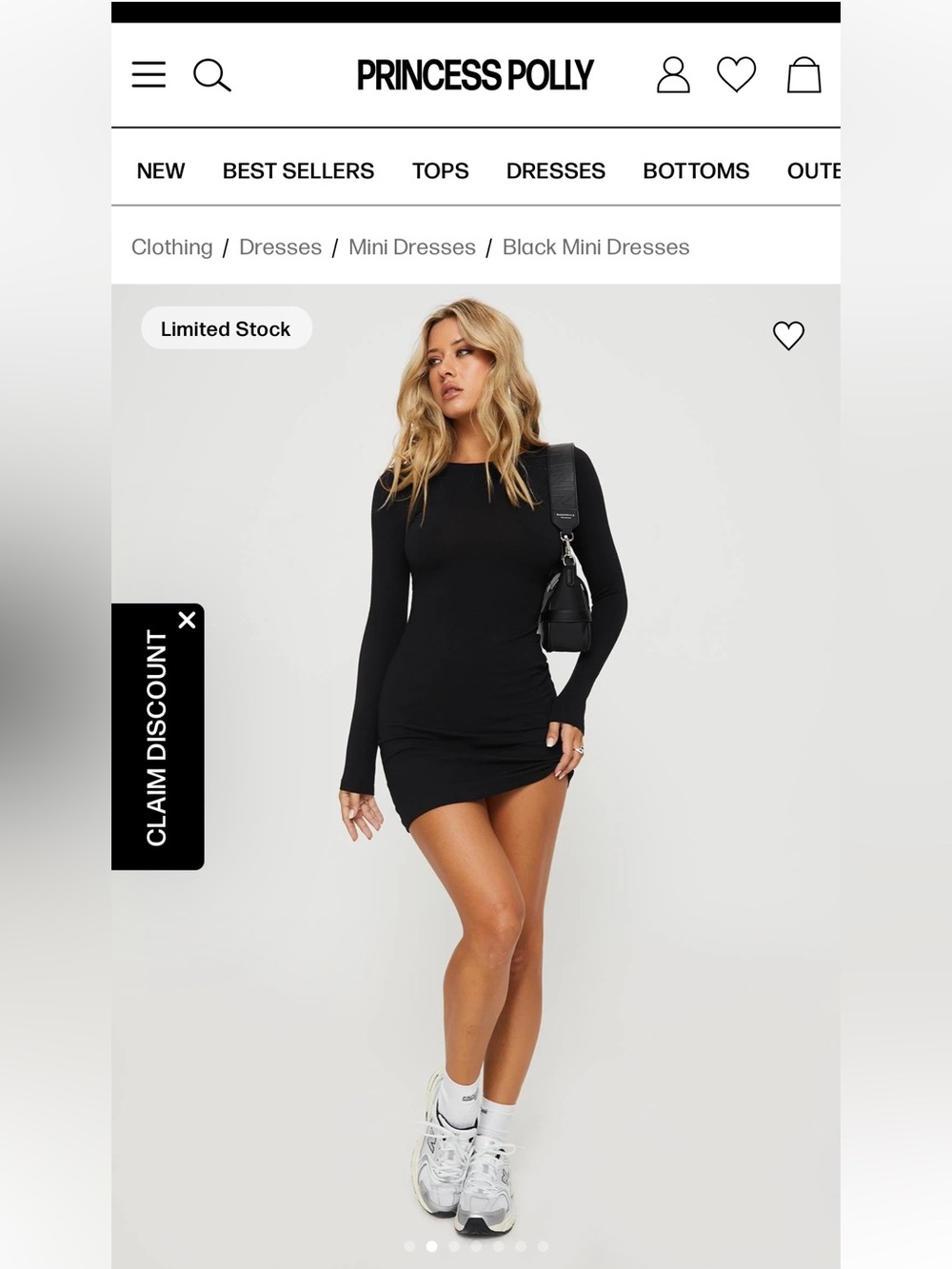 Princess Polly Black Long Sleeve Bodycon Mini Dress